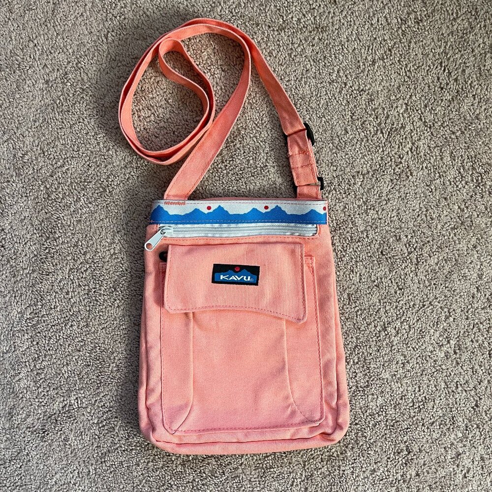 KAVU Keeper Purse Bag Peach/Salmon NWOT Canvas Cotton Crossbody Outdoor Hiking